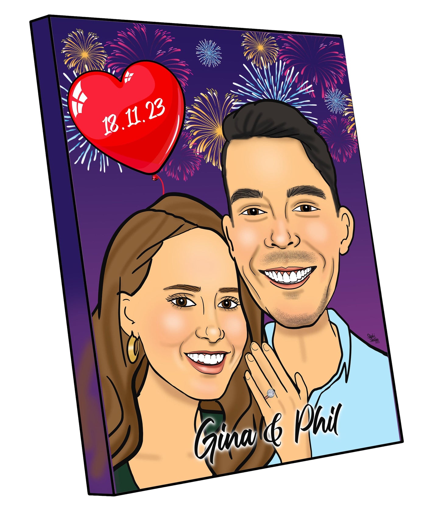 engagement gift caricature