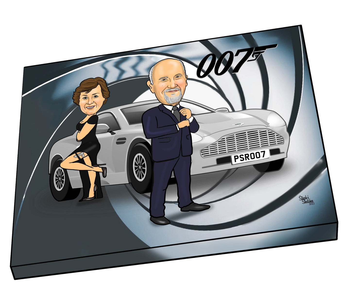 James Bond Couple Caricature | James Bond Caricature| Steph's Sketches