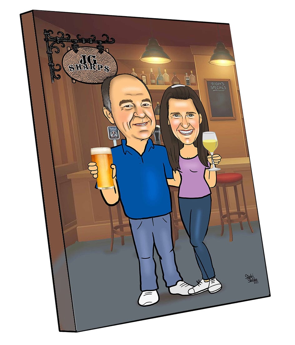Pub/Bar Couple Caricature