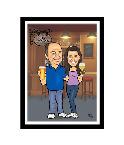 Pub/Bar Couple Caricature
