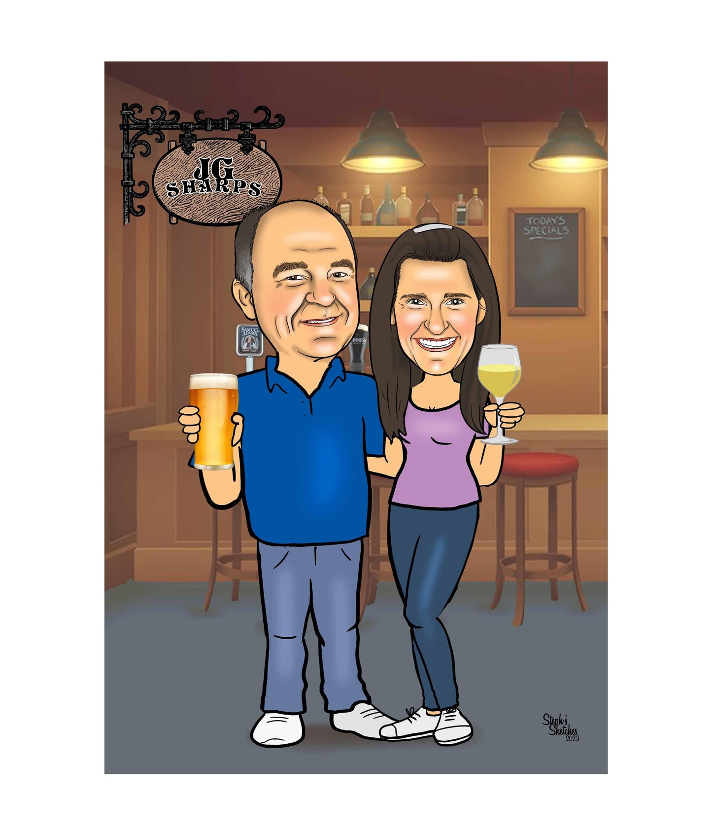 Pub/Bar Couple Caricature