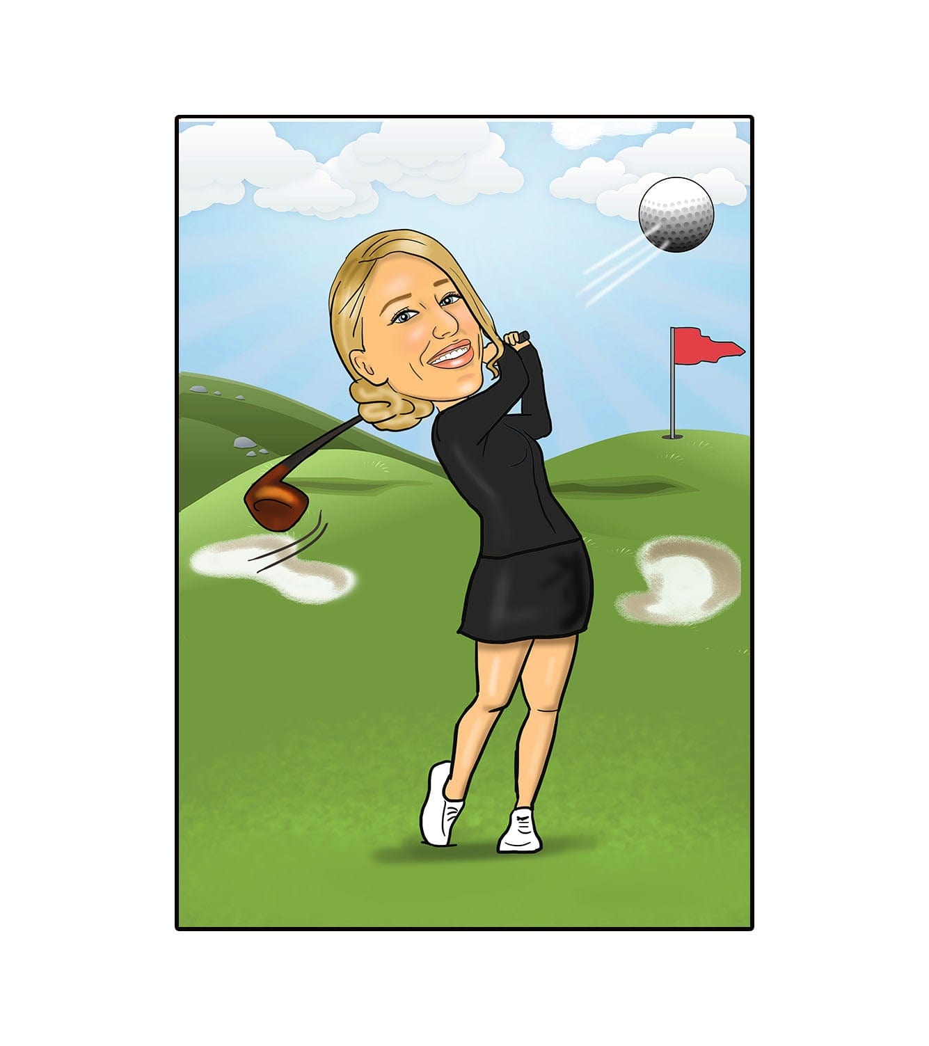 Female Golfer Caricature | Woman Golf Caricature | Steph's Sketches