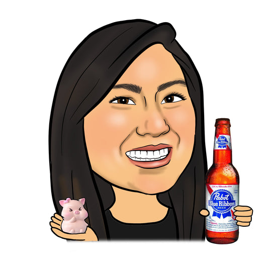 Caricature headshot with 2 props (by email only)