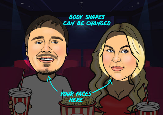 Couple Cinema Caricature | Cinema Couple Caricature | Steph's Sketches