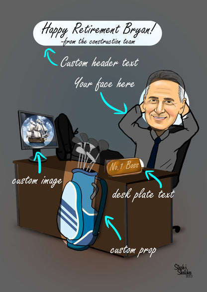 Man Retirement Caricature | Retirement Caricature | Steph's Sketches