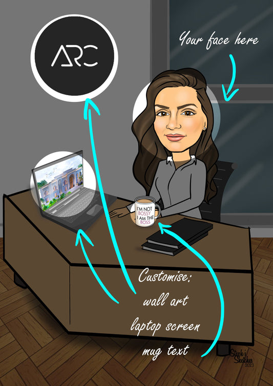 Boss Retirement Caricature | Retirement Caricature | Steph's Sketches