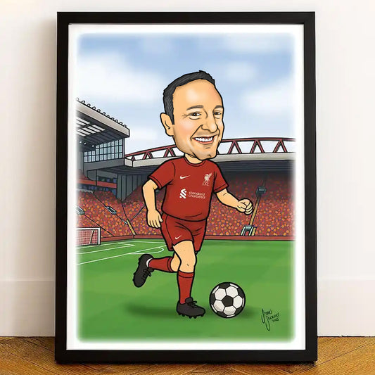 custom football caricature Liverpool team drawn from your photos