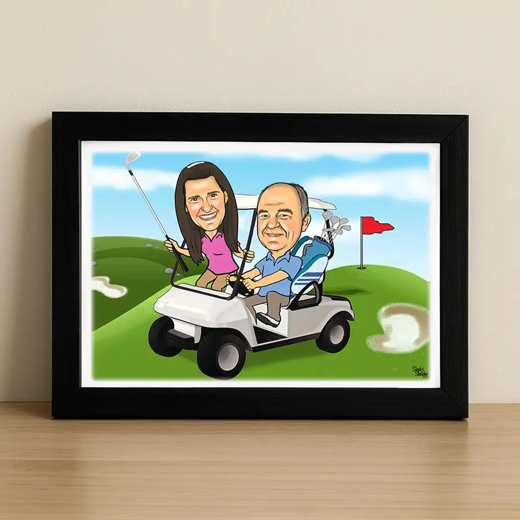 Golfing Couple Caricature