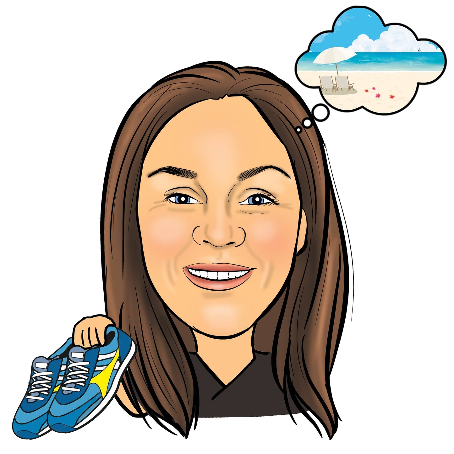 Caricature headshot with 2 props (by email only)