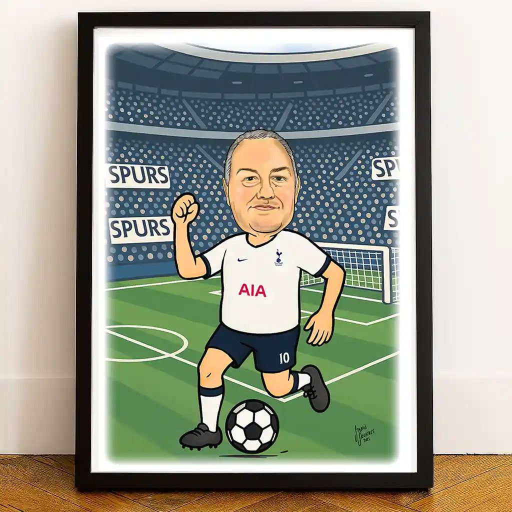 custom football caricature Tottenham team drawn from your photos