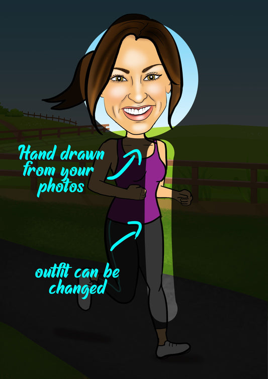 running caricature gift