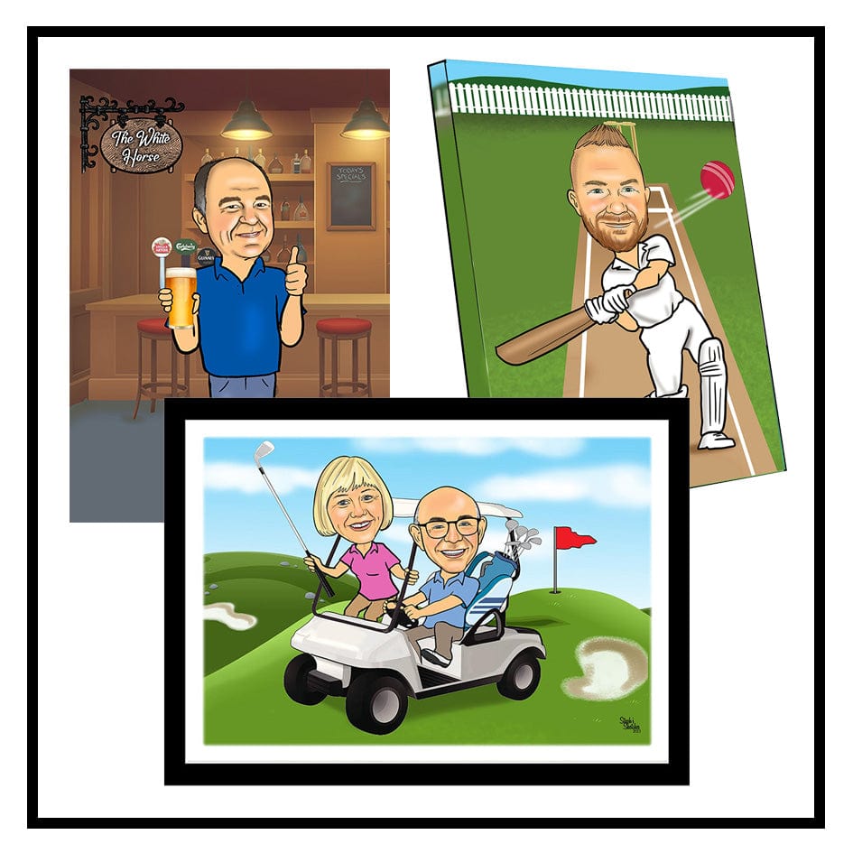 custom golf caricature from photo makes the most unique birthday gift