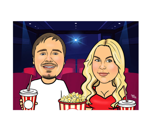 Couple Cinema Caricature | Cinema Couple Caricature | Steph's Sketches