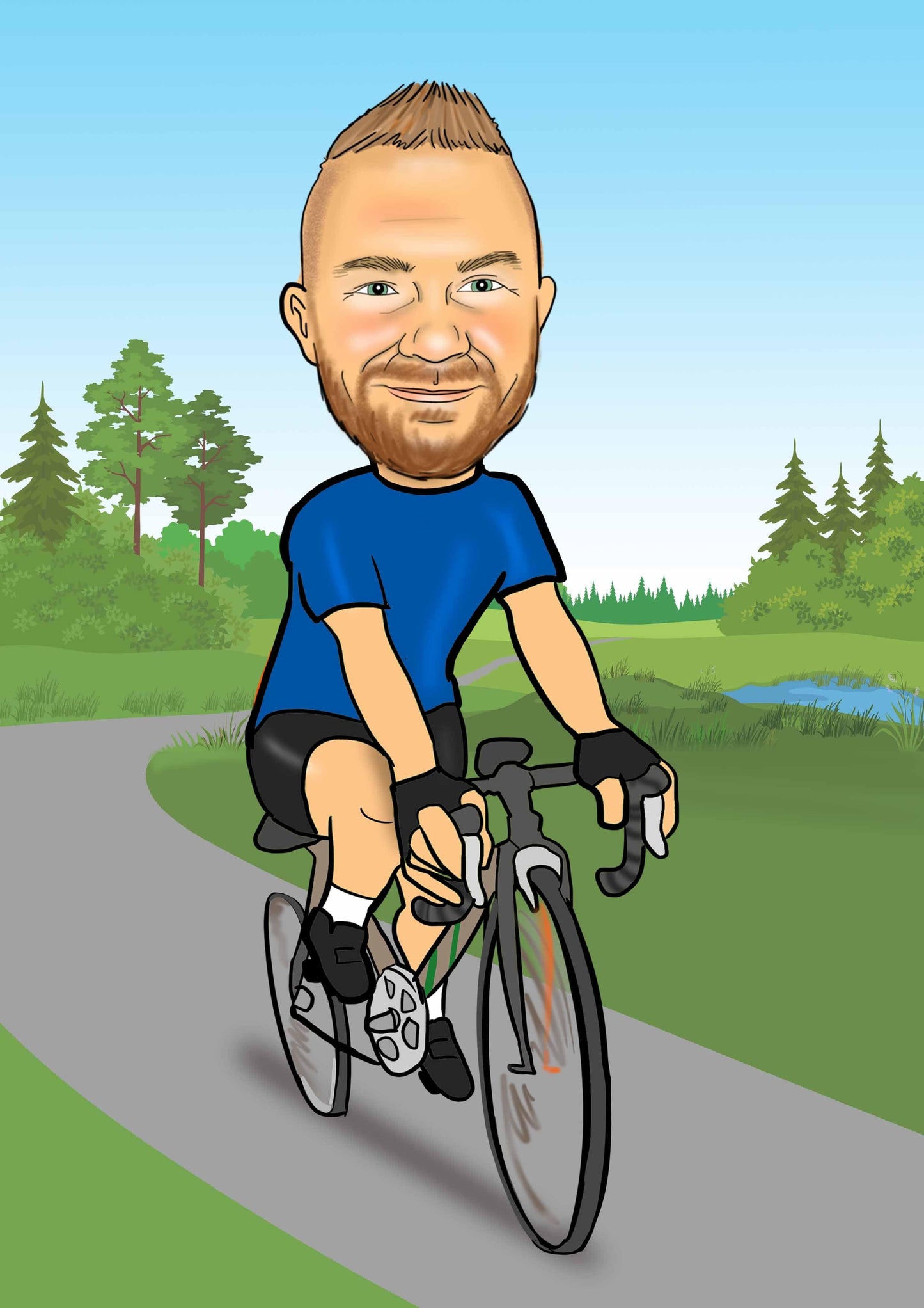 Man Cycling Caricature | Cycling Caricature | Steph's Sketches