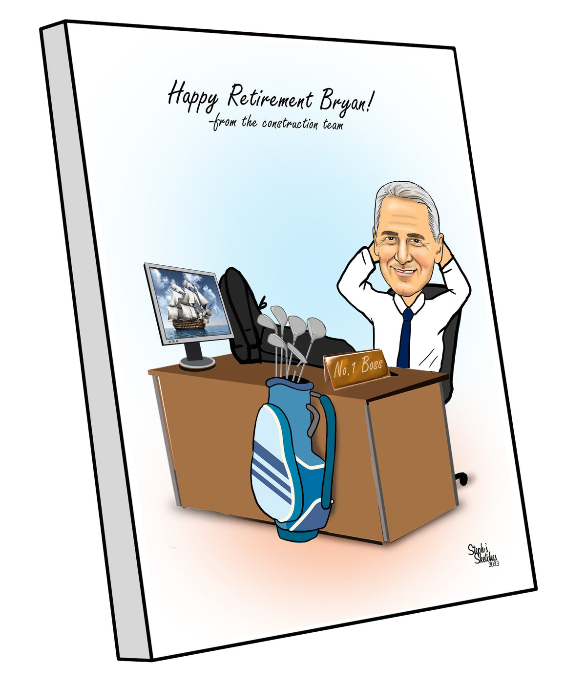 Man Retirement Caricature | Retirement Caricature | Steph's Sketches