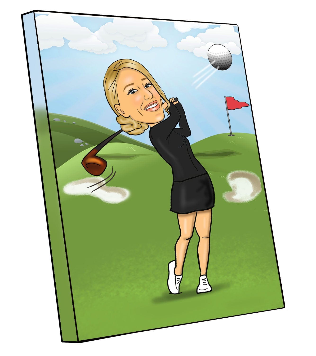 Female Golfer Caricature | Woman Golf Caricature | Steph's Sketches