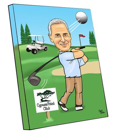 Man Custom Golf | Man Golf Caricature | Steph's Sketches