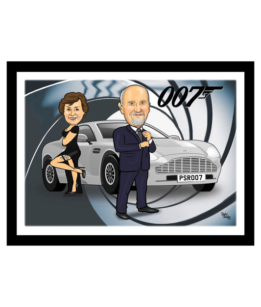 James Bond Couple Caricature | James Bond Caricature| Steph's Sketches