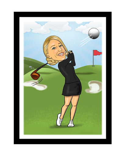 Female Golfer Caricature | Woman Golf Caricature | Steph's Sketches