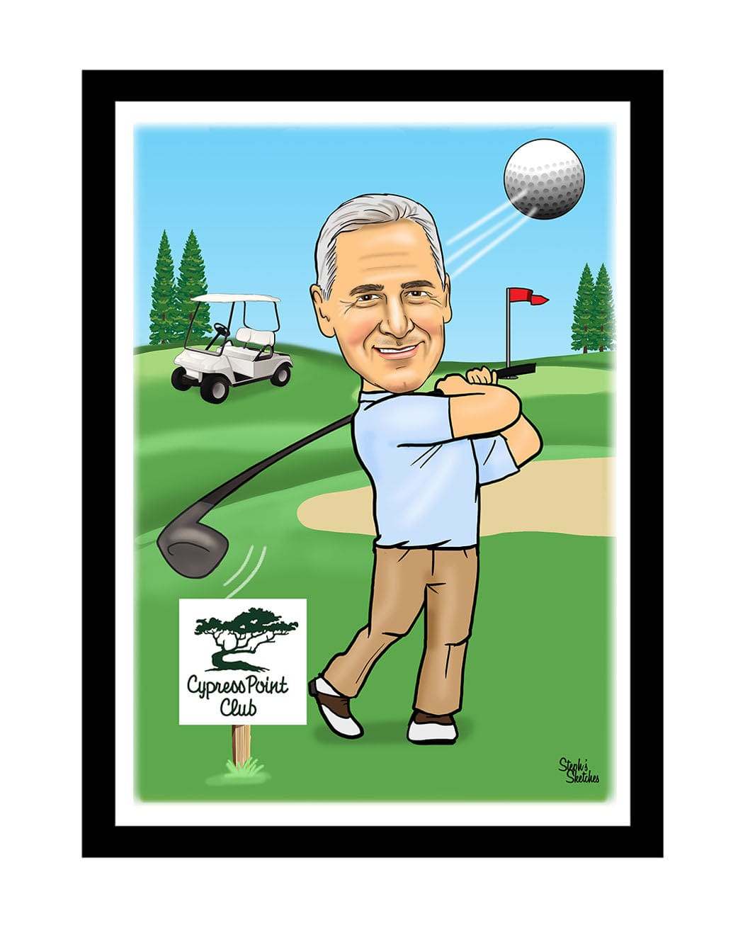 Man Custom Golf | Man Golf Caricature | Steph's Sketches