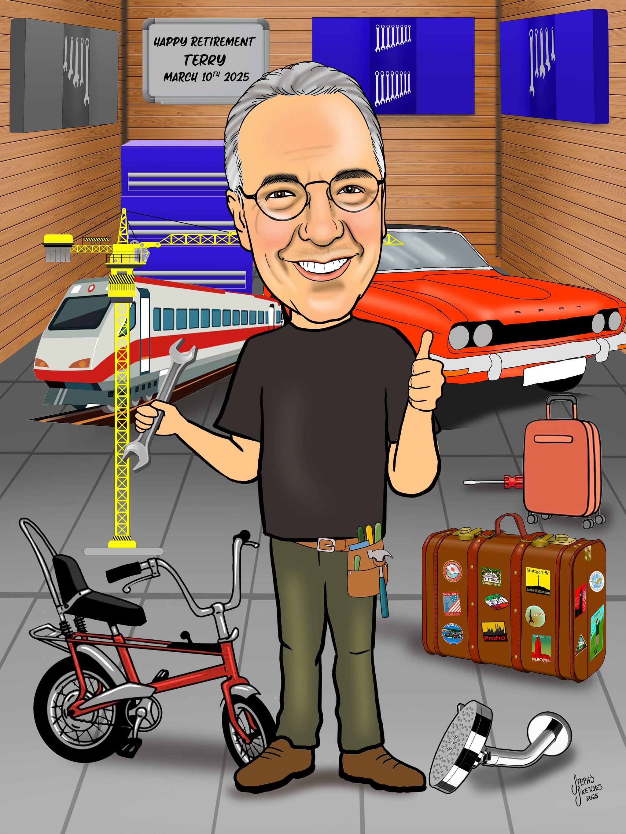 retirement gift portrait custom