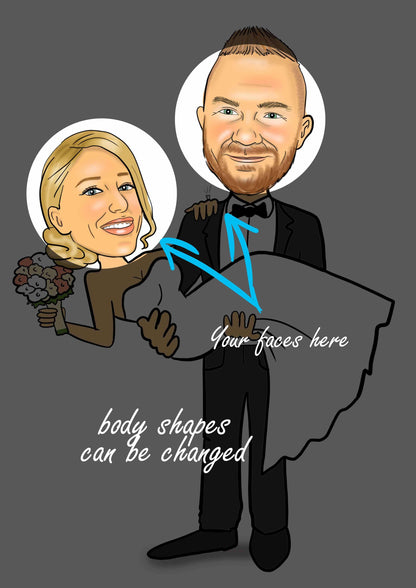 Wedding Caricature - carrying pose