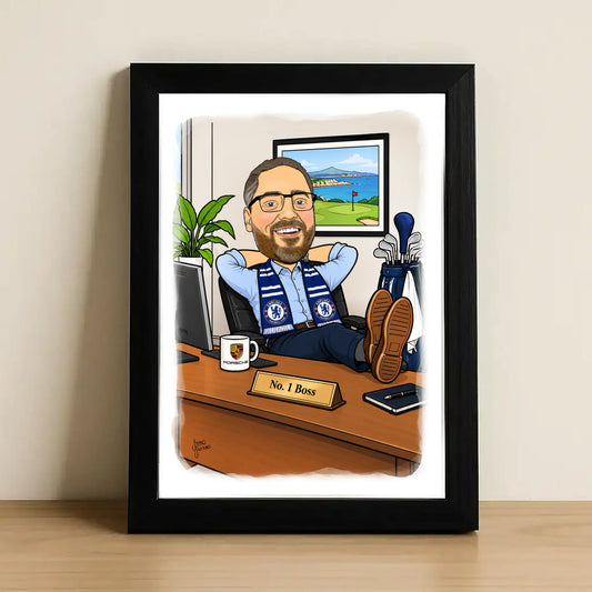 Personalised retirement caricature gift for boss or colleague