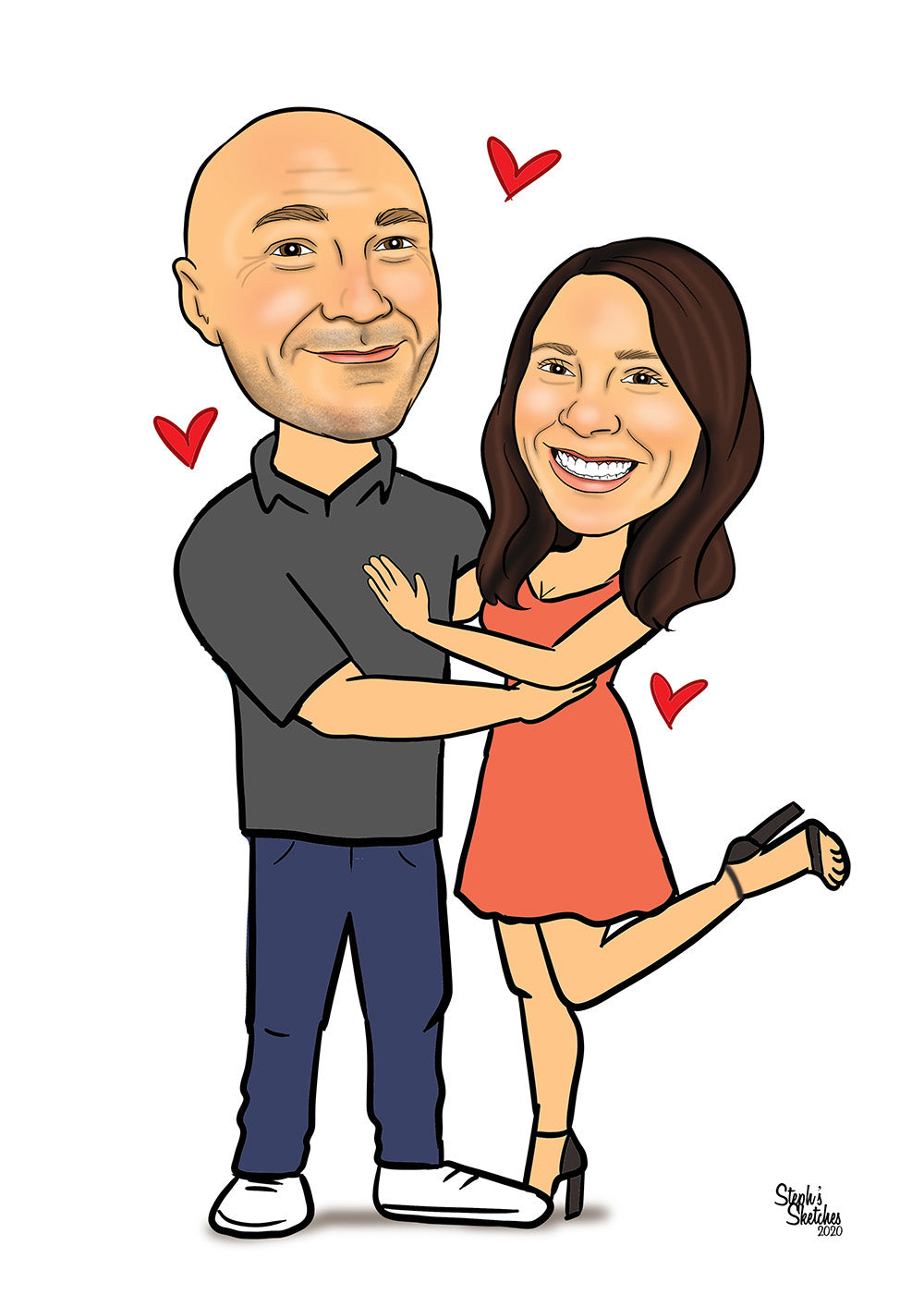 Couple in Love Caricature | Couple Caricature Drawing|Steph's Sketches