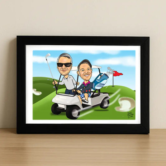 Golfing Couple Caricature