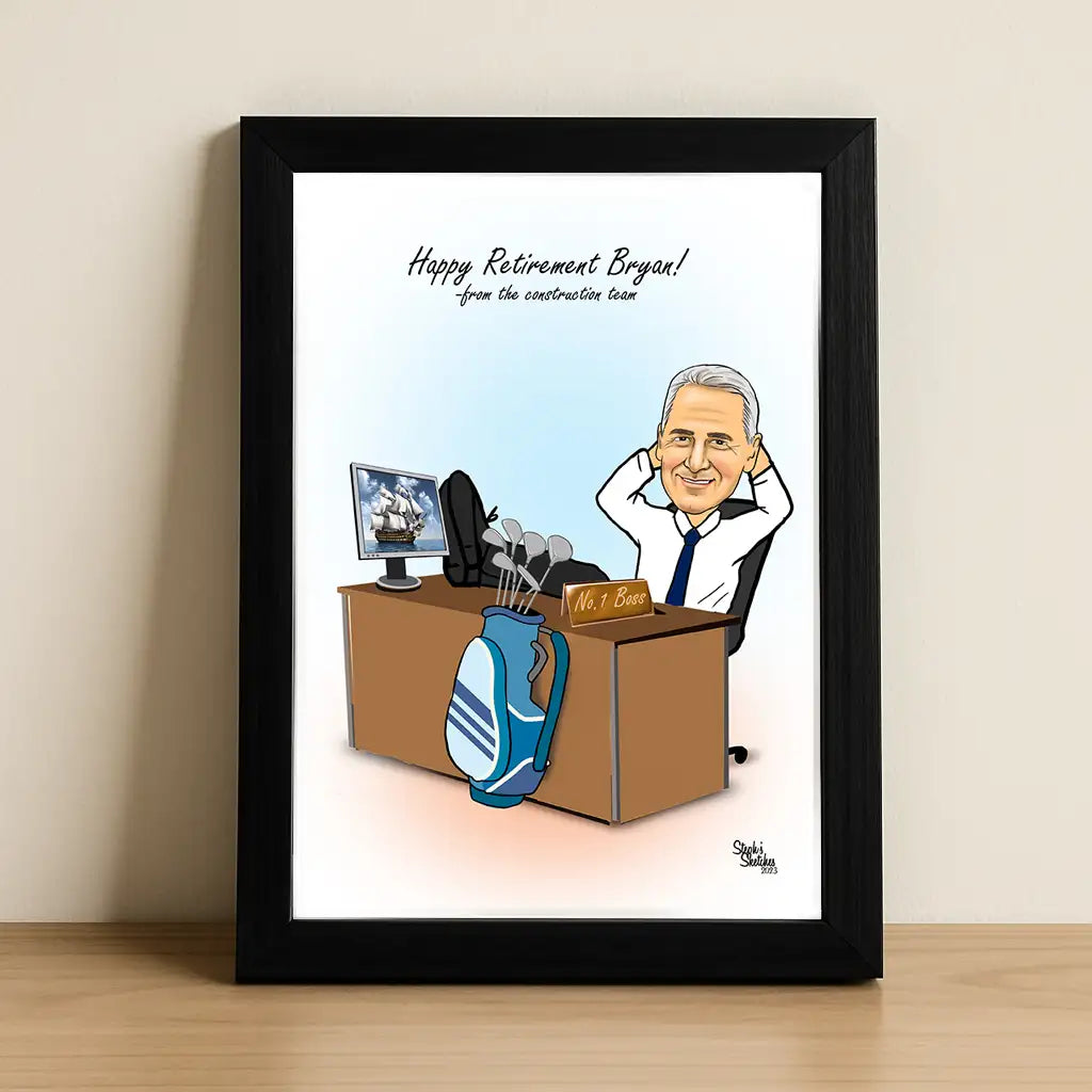 boss retirement caricature