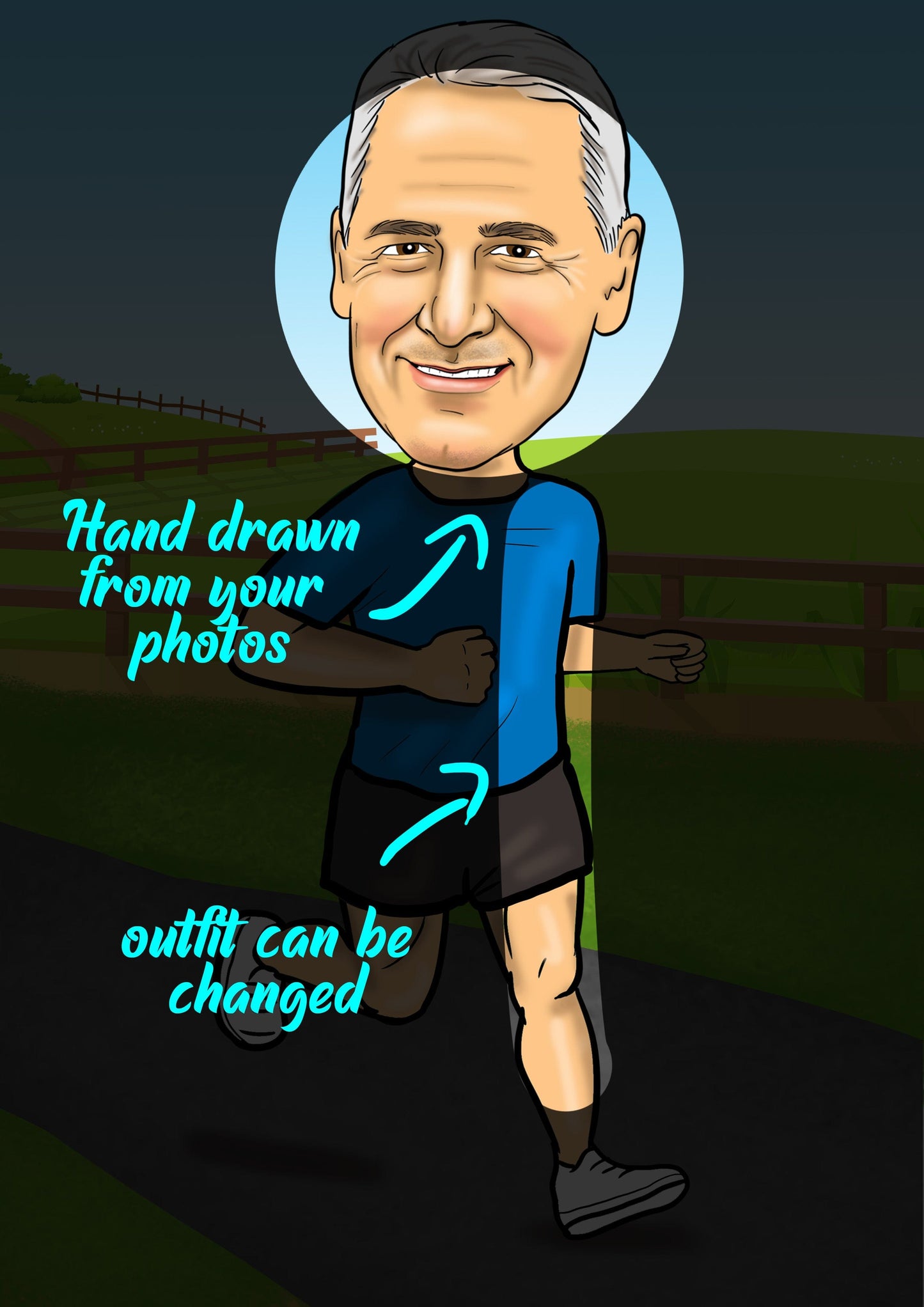 Running caricature gift