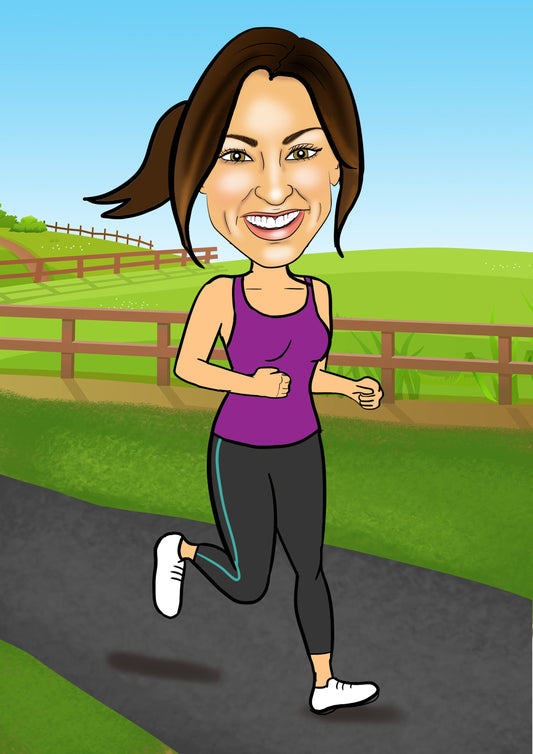 running caricature gift