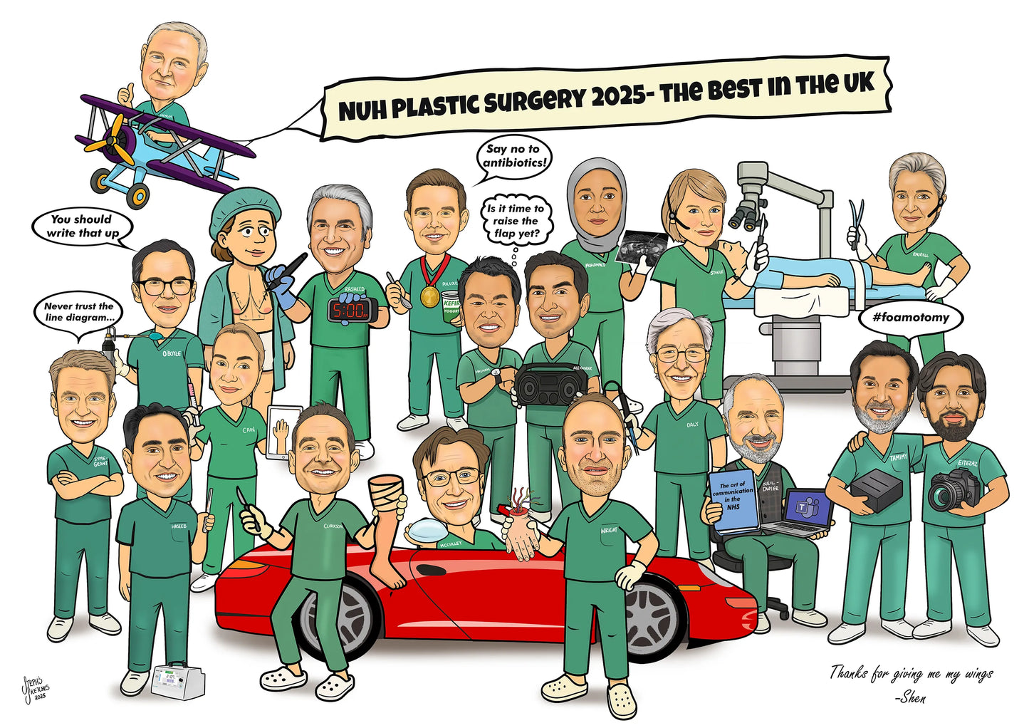 NUH Plastic Surgery 2025 caricature - Additional prints