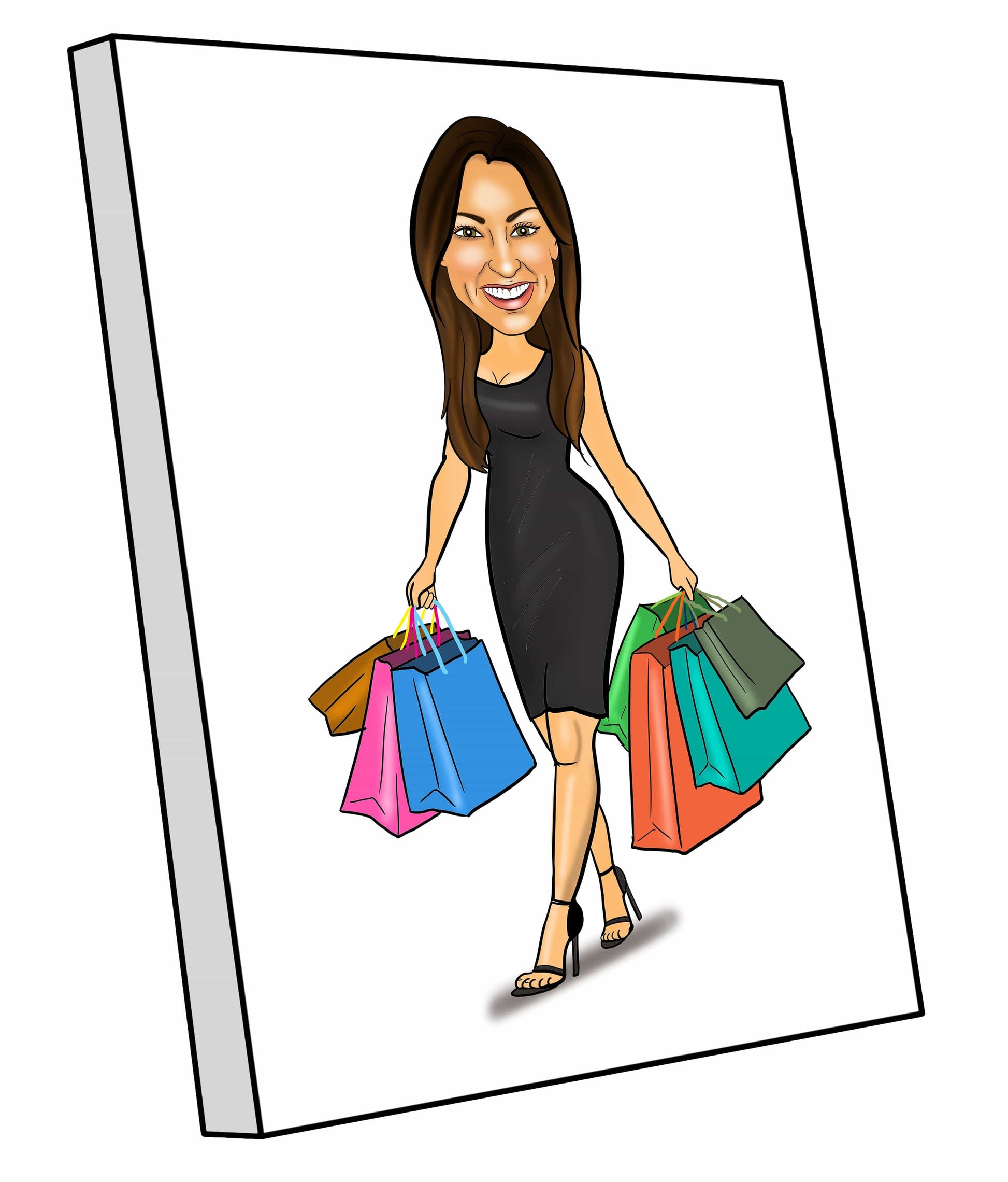 shopping woman caricature from photo