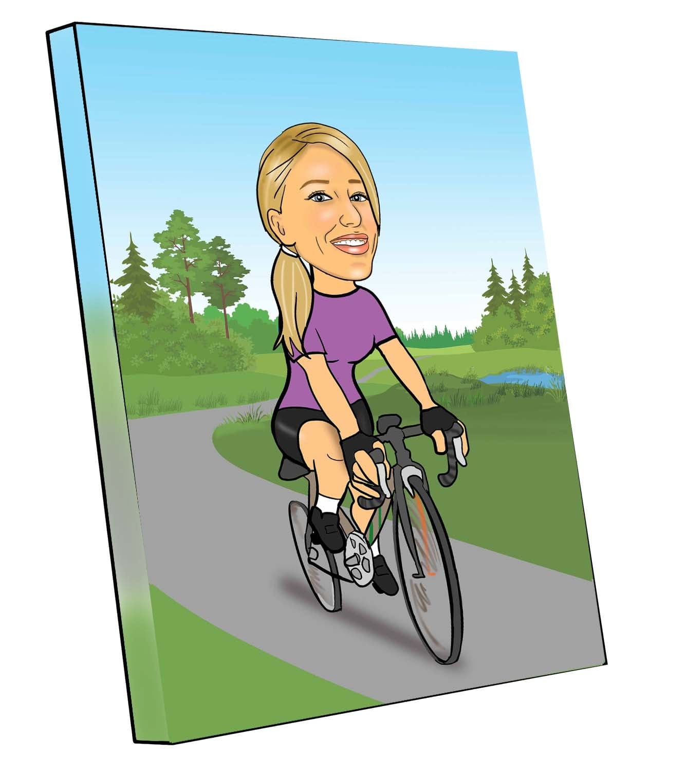 Cycling Caricature - Woman