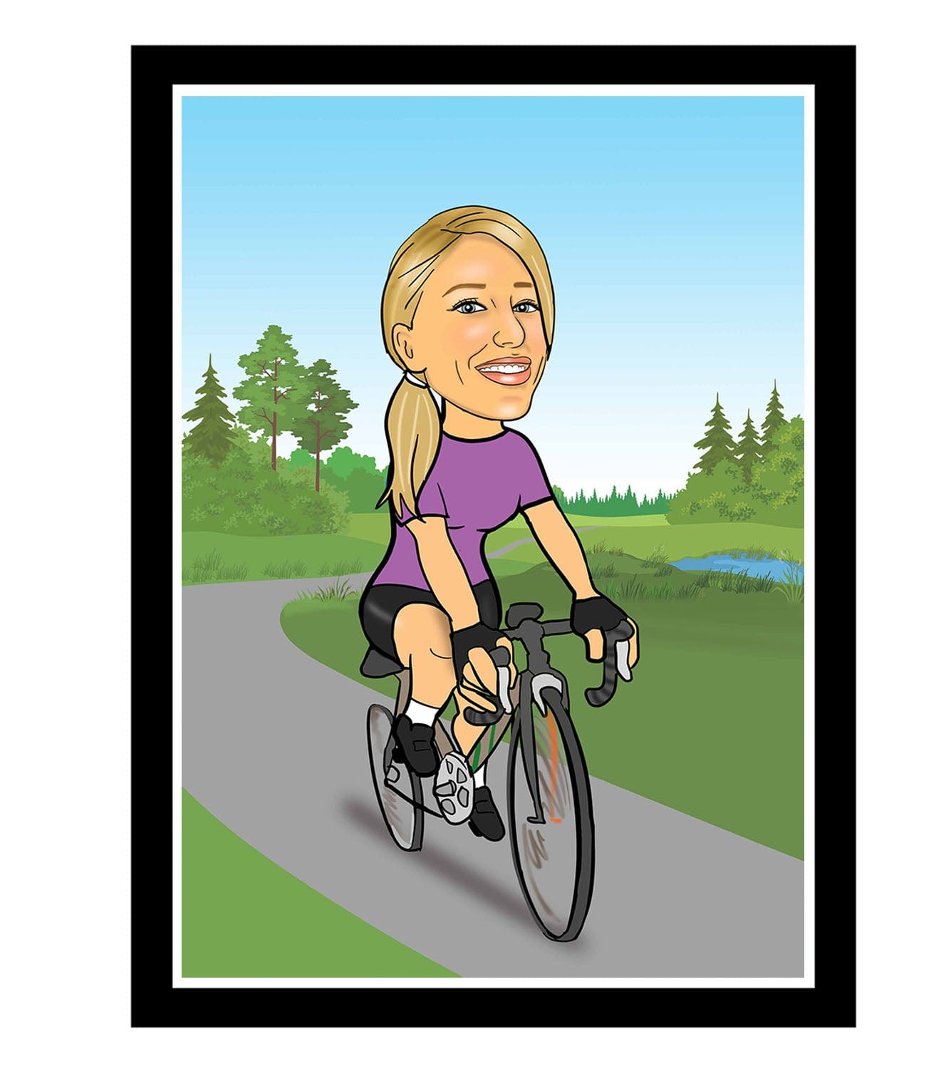 Woman Cycling Caricature | Cycling Caricature | Steph's Sketches