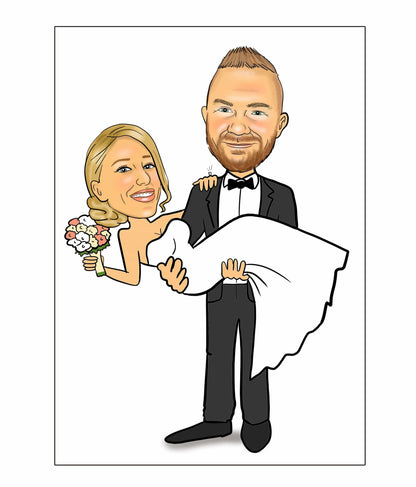 Wedding Caricature - carrying pose