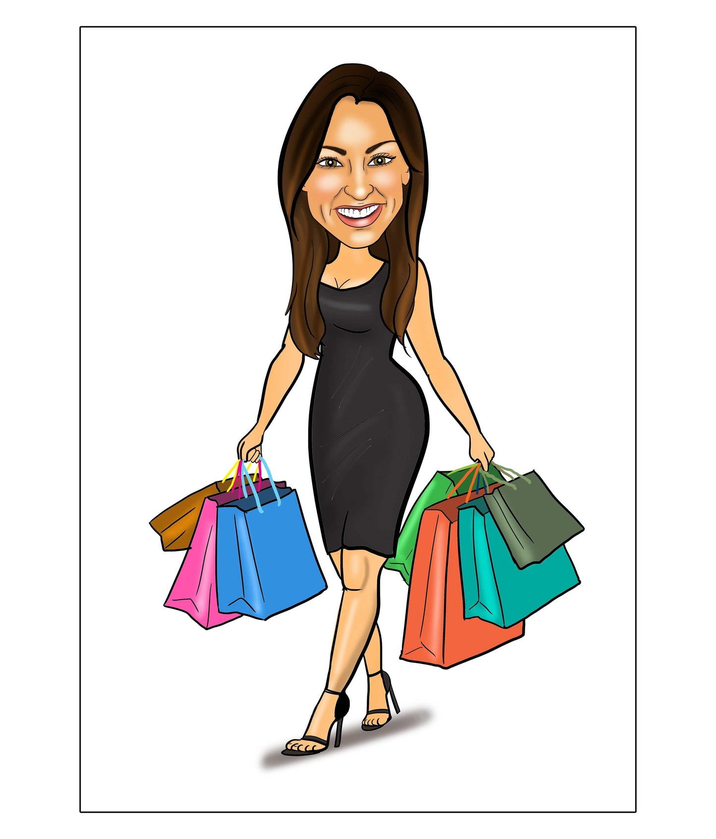 shopping woman caricature from photo