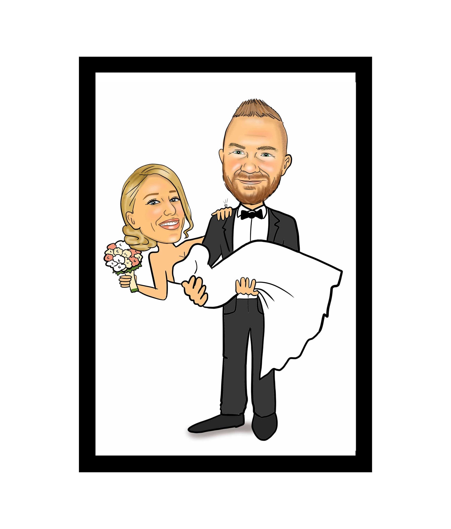 Wedding Caricature - carrying pose