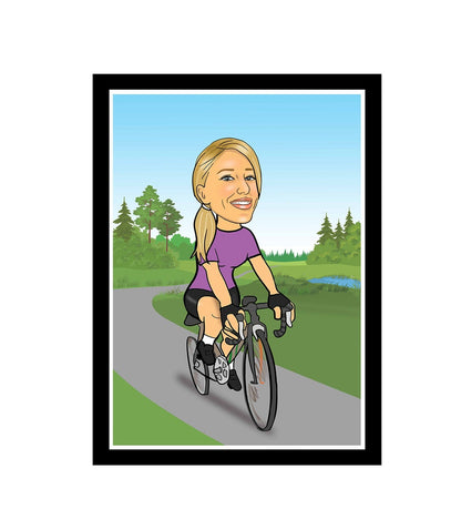 Woman Cycling Caricature | Cycling Caricature | Steph's Sketches