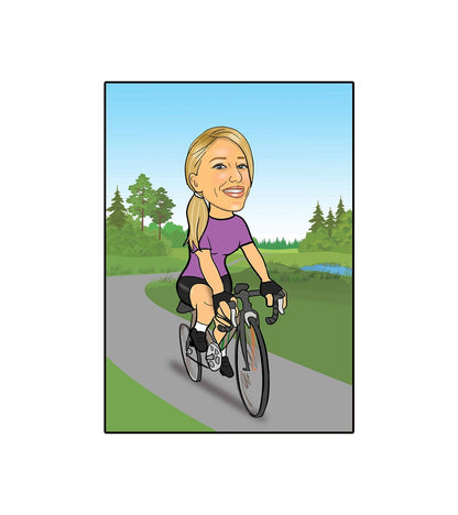 Cycling Caricature - Woman