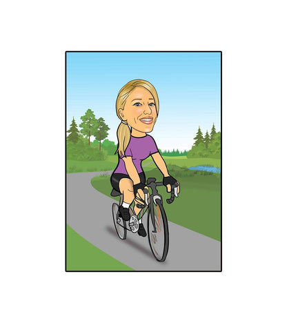 Woman Cycling Caricature | Cycling Caricature | Steph's Sketches