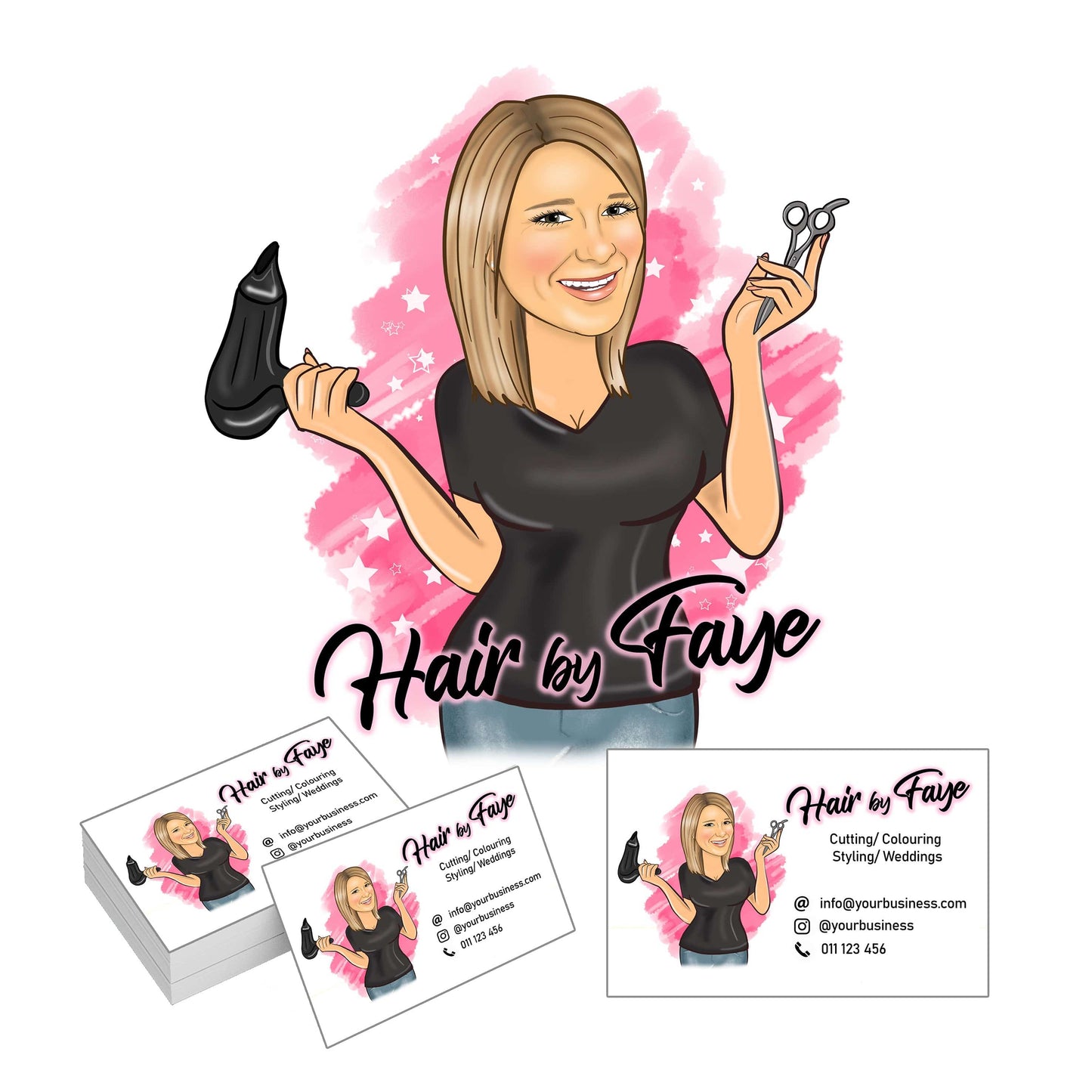 Girly Logo Illustration | Hair Glam Illustrations | Steph's Sketches