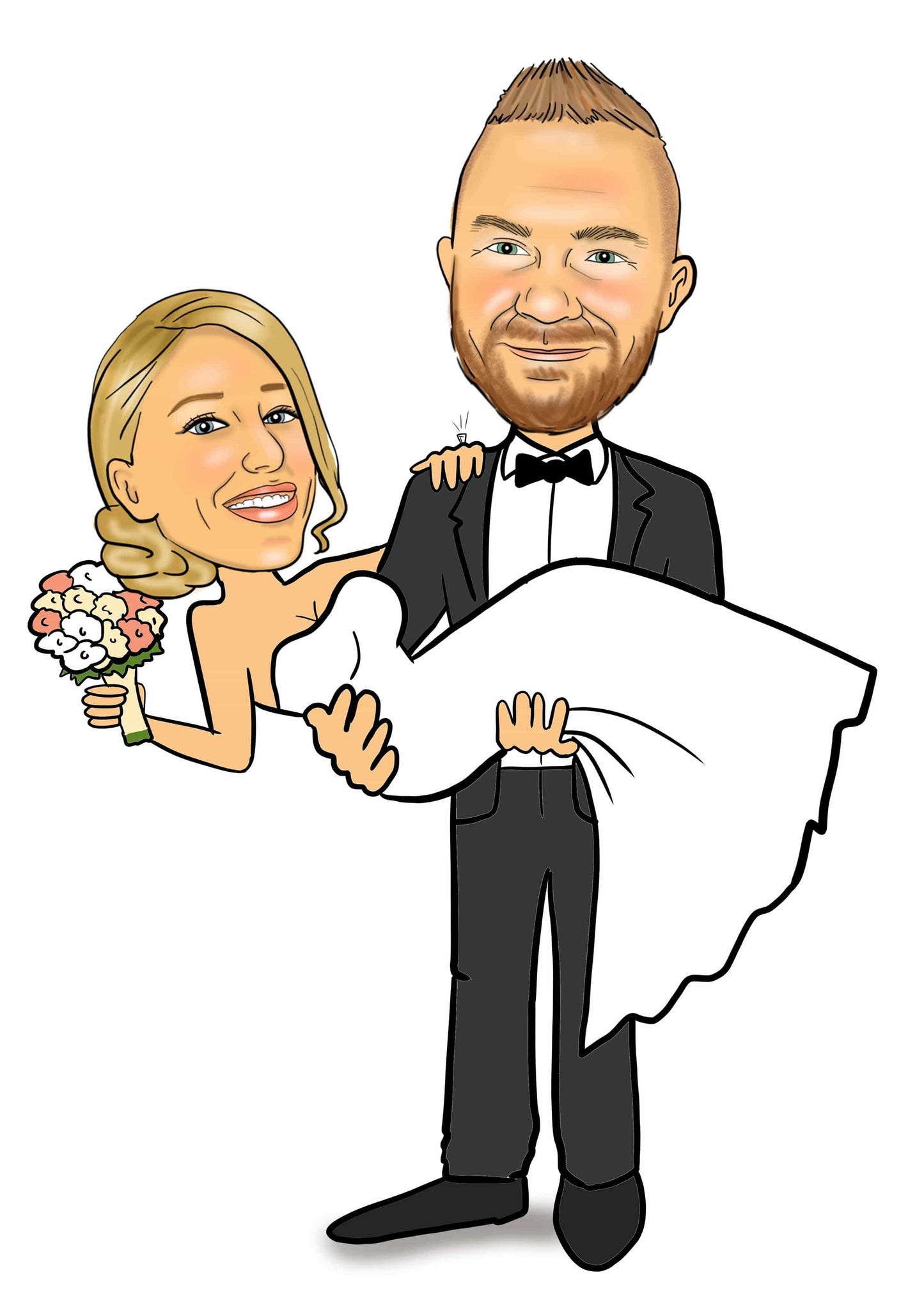 Wedding Caricature - carrying pose