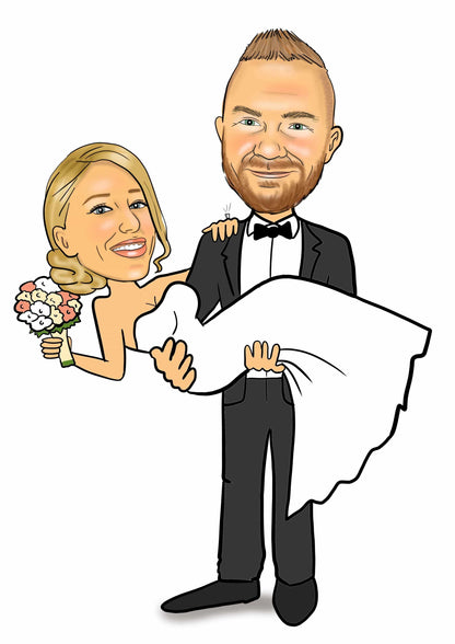 Wedding Caricature - carrying pose